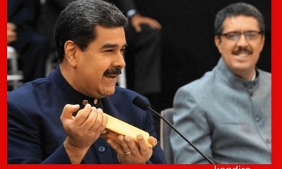 Nicolás Maduro muestra un lingote de oro (Crédito: Prensa Presidencial)