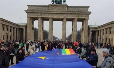 Bolivianos en Alemania ondearon la bandera en apoyo a la reivindicación Marítima. Foto: Internet