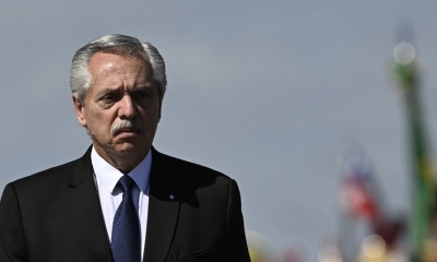El presidente argentino Alberto Fernández. Palacio de Planalto, Brasilia, 26 de junio de 2023.