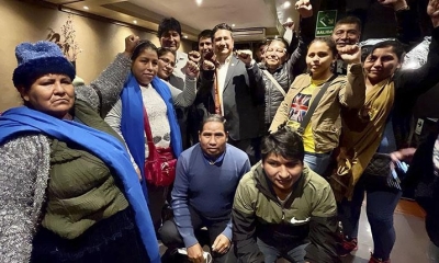 Evo Morales (izquierda al fondo) y Vladimir Cerrón (medio). | Agencias