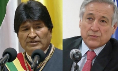 Evo Morales, presidente de Bolivia y el canciller Heraldo Muñoz.