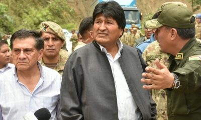 Evo Morales, visitó la zona del derrumbe/Foto. ABI