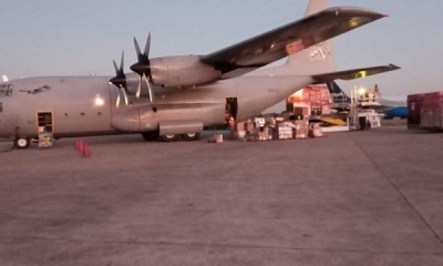 La donación llegó al aeropuerto de El Alto a horas 20:50 de este domingo 12 de abril de 2020, gracias a un vuelo de la empresa TAB