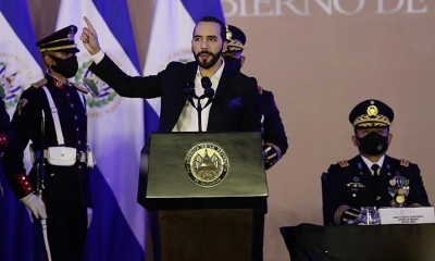 El presidente de El Salvador, Nayib Bukele pronuncia un discurso. | EFE