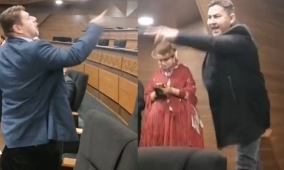 La discusión caldeada entre los diputados Omar Rueda y José Carlos Gutiérrez.