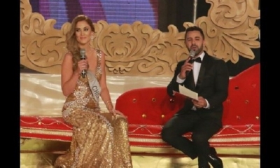 La Miss Chile durante la charla con Carlos Rocabado | Foto: Rolando Villegas
