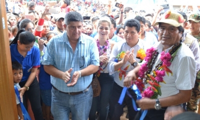 Evo Morales en la entrega de la Unidad Educativa/Foto. ABI