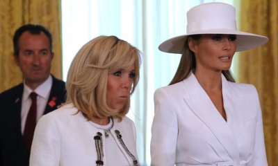 Brigitte Macron y Melania Trump en la Casa Blanca (Ludovic Marin / AFP)