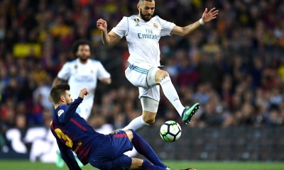 Clasico español, Gerard Pique y Karim Benzema
