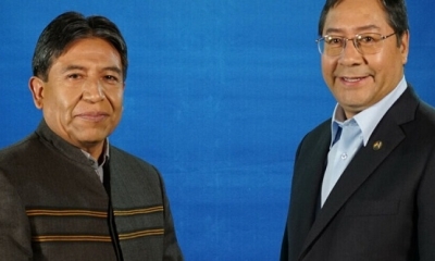 El presidente de Bolivia, Luis Arce Catacora y el vicepresidente David Choquehuanca
