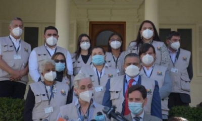 La delegación de Uniore en conferencia de prensa.