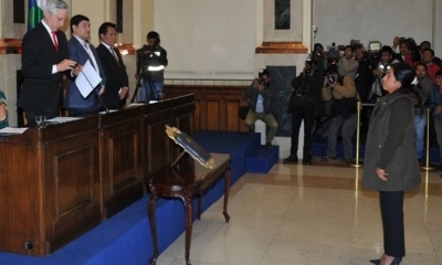 García Linera posesionó este miércoles a Iriarte en Vicepresidencia. Foto APG