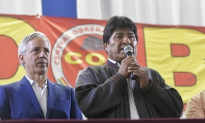Presidente Evo Morales, junto al vicepresidente Álvaro García Linera.