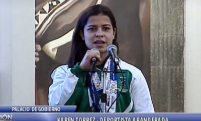 Karen Torrez, deportista abanderada. Foto: Btv (Facebook)