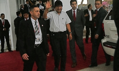 Evo Morales, llegando a Paraguay /Foto. ABI