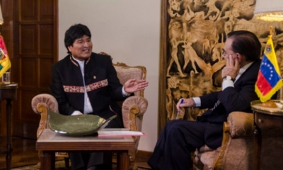 La Paz. Presidente Evo Morales en entrevista con el productor Walter Martínez /Foto. ABI