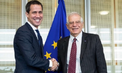 El jefe de la diplomacia europea, Josep Borrell, recibió a Juan Guaidó | Fuente: AFP