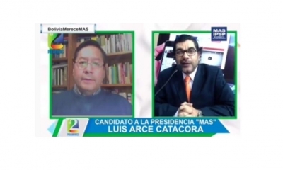 Luis Arce con Enrique Salazar en Abya Yala. /Archivo