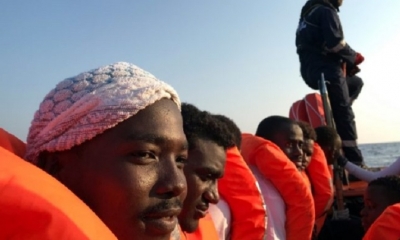 Migrantes rescatados por el Ocean Viking/Foto. AFP