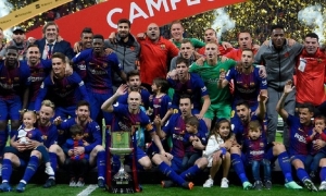 Barcelona logró cuatro títulos consecutivos en la Copa del Rey, algo que no lograba nadie desde hacía 85 años. | Fuente: AFP