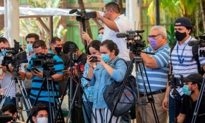 Un grupo de periodistas, en Managua