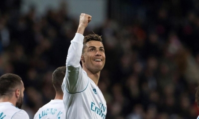 Cristiano Ronaldo, estrella del Real Madrid celebra uno de sus cuatro goles ante el Girona. Foto: Internet