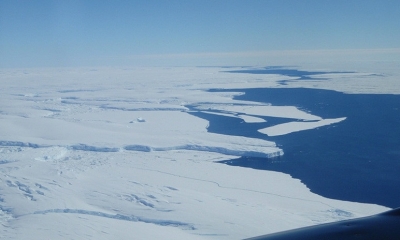 El glaciar Totten visto desde el aire.