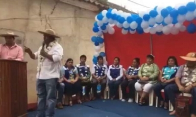 Evo Morales dio un mensaje por teléfono durante la entrega de un mercado en el municipio de tarijeño de Entre Ríos