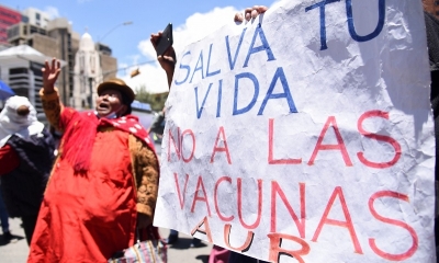 Protestas de antivacunas.