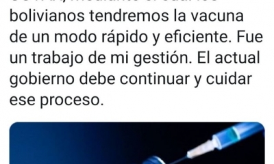 Publicación de la exmandataria de facto, Jeanine Áñez | Captura 