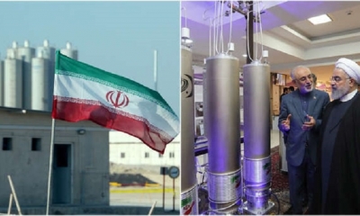 El presidente iraní Hassan Rouhani y el jefe de la organización de tecnología nuclear de Irán Ali Akbar Salehi inspeccionando la tecnología nuclear