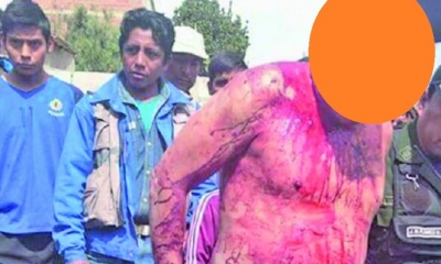 Así entregaron al supuesto delincuente a la Policía/Foto. RRSS