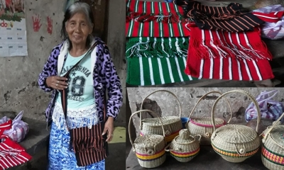 Doña Domitila Tarraga, en la comunidad de Nazareno en el municipio de Caraparí mostrando sus artesanías