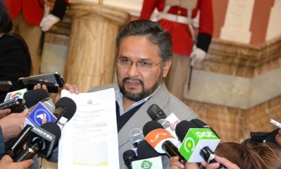  Ministro de la Presidencia Alfredo Rada en declaraciones a la prensa en Palacio de Gobierno 