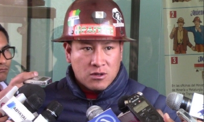 El secretario ejecutivo de la Federación Sindical de Trabajadores Mineros de Bolivia (FSTMB), Orlando Gutiérrez