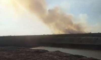 Una humareda quedó en el lugar del incendio.