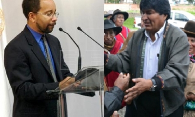 Bruce Williamson y Evo Morales