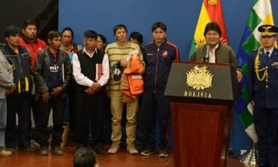 Presidente Morales con los damnificados de La Paz/Foto. ABI