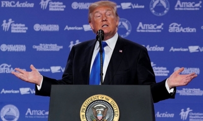 Trump durante un discurso este jueves en Washington  Reuters