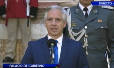 Presidente en ejercicio Álvaro García Linera. Foto: Bolivia tv (Facebook)