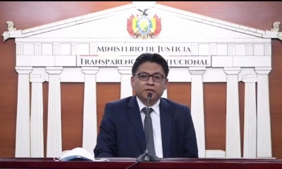 Conferencia de prensa del ministro de Justicia Iván Lima