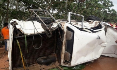 El vehículo accidentado. Foto: Taxi Noticias TV.