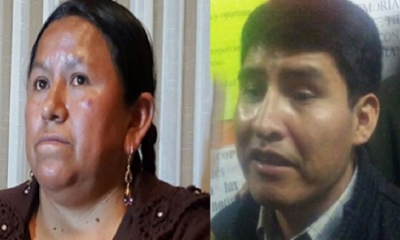 La exministra Nemesia Achacollo y el exdirigente Damian Condori.