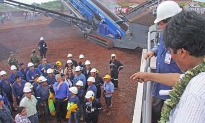 El presidente Evo Morales inauguró el martes las obras para la construcción de la planta siderúrgica de El Mutún/Foto. RRSS