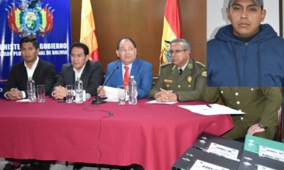 El ministro Romero y autoridades presentaron al responsable de la muerte del universitario/Foto. Kandire