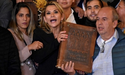 Foto / Archivo : La presidenta interina, Jeanine Áñez