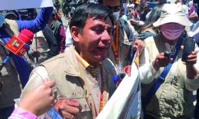 Los periodistas de Oruro fueron reprimidos por la Policía de forma violenta, el martes.