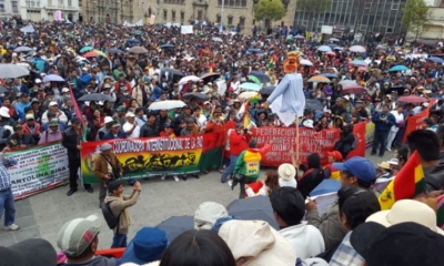 Cuatro masivas marchas colapsaron el centro de la ciudad de La Paz en rechazo al Código del Sistema Penal y en defensa de la democracia.