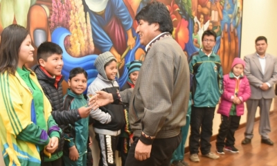 Morales se reunió con la delegación en la Casa Grande del Pueblo/Foto. ABI