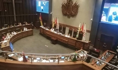 La sesión de la Cámara de Senadores.